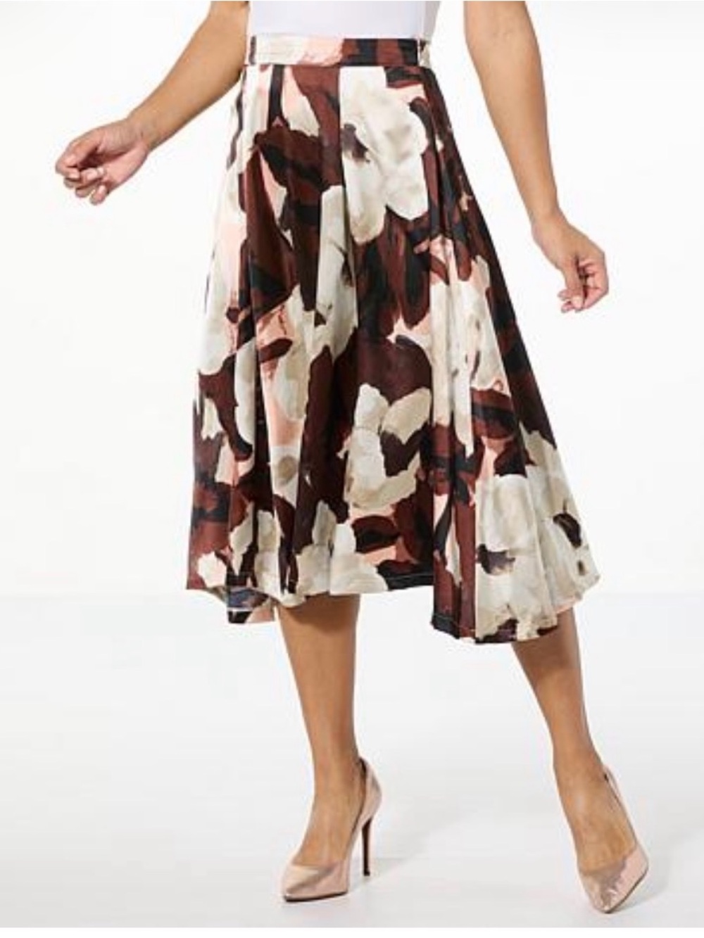 C. Wonder Floral A-Line Skirt in Brown, Cream & Black